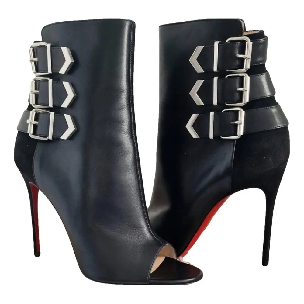 CHRISTIAN LOUBOUTIN Black Leather/Suede Triboclou Ankle Boots